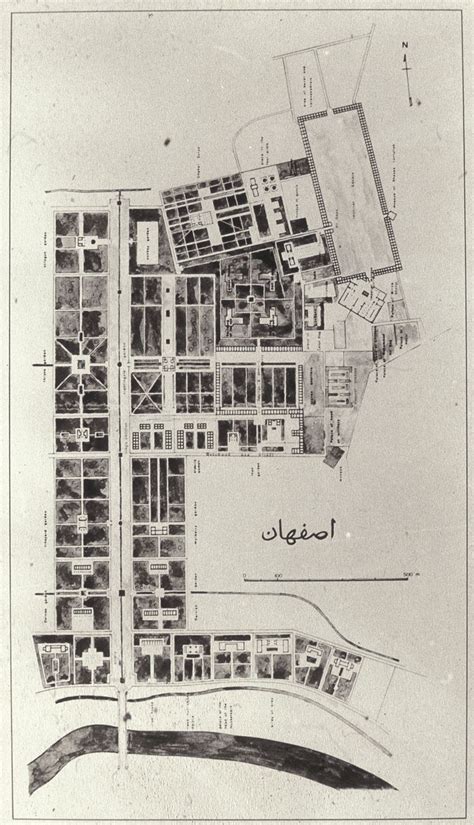 old map of isfahan maidan and its gardens